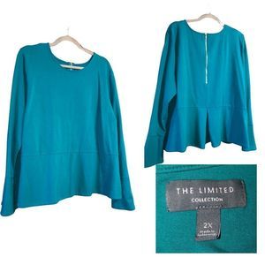 The Limited Collection Long Sleeve Blouse in Teal Size 2X